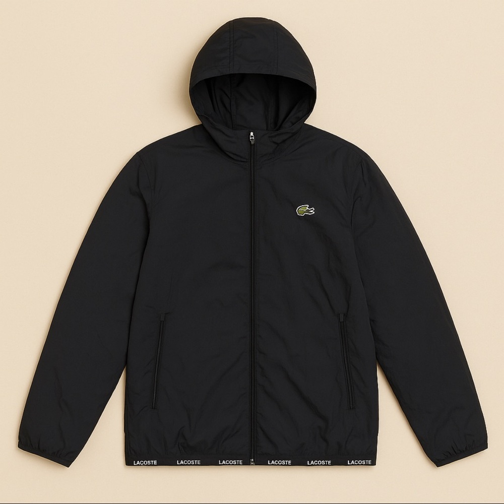 Lacoste Men's Black Windbreaker Jacket